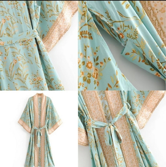 BOHEMIAN VINTAGE ROBE KIMONO - Picture 10 of 16